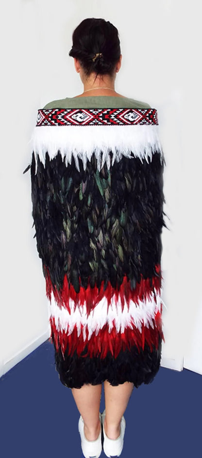 Beautiful Ngāpuhi Māori Black White Red Korowai Cloak - ShopNZ
