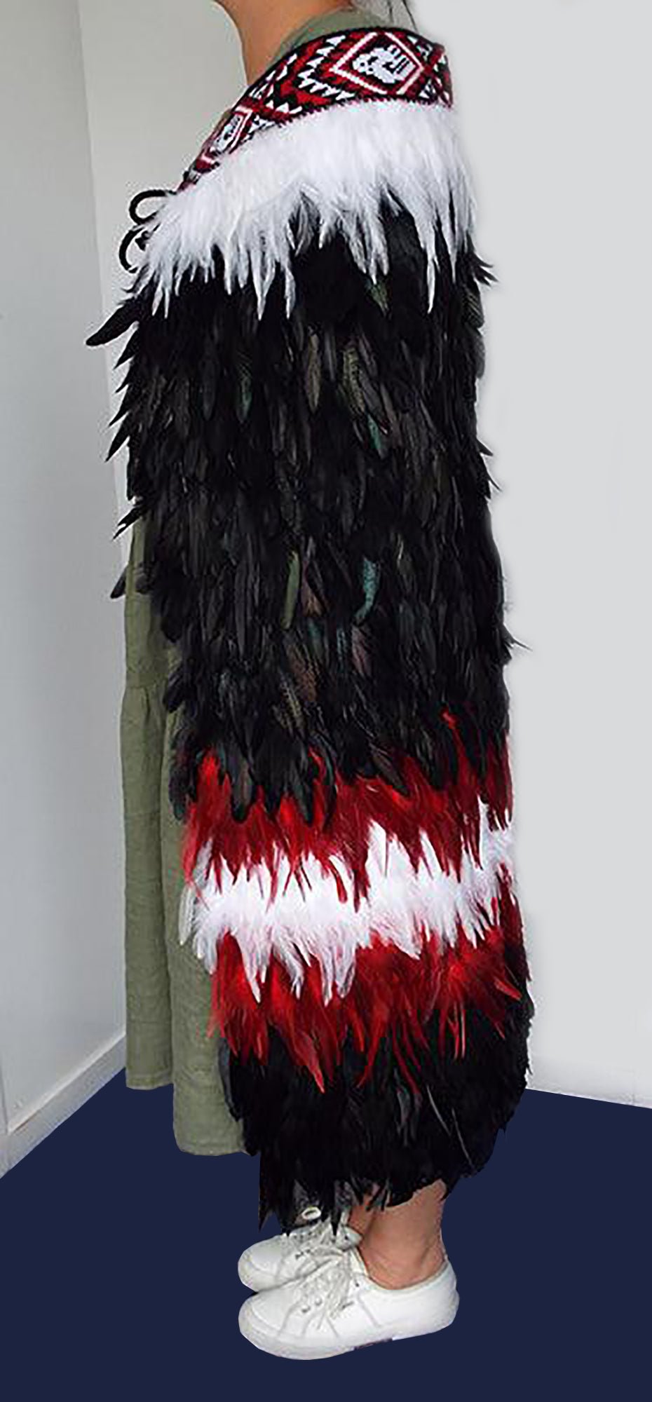 Beautiful Ngāpuhi Māori Black White Red Korowai Cloak - ShopNZ