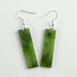 Beautiful NZ Greenstone Rectangular Drop Earrings - ShopNZ