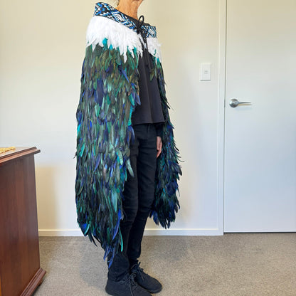 Beautiful Paua Blue Māori Korowai Full Length Cloak - ShopNZ