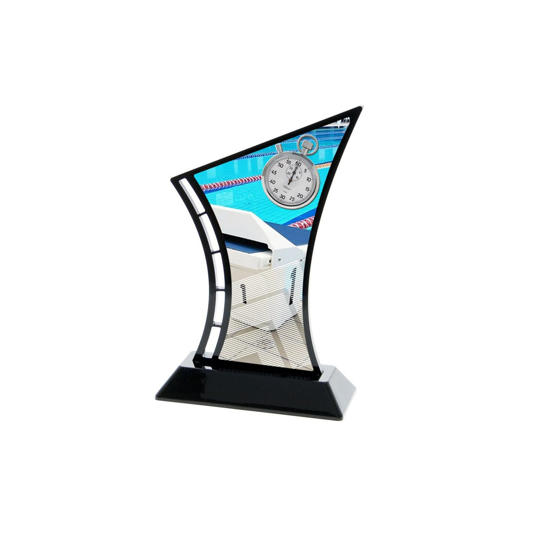 Black Acrylic NZ Swimming Award Trophy - ShopNZ