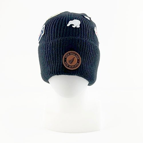 Black NZ Icons Souvenir Beanie Hat - ShopNZ
