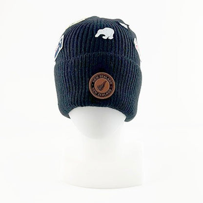 Black NZ Icons Souvenir Beanie Hat - ShopNZ
