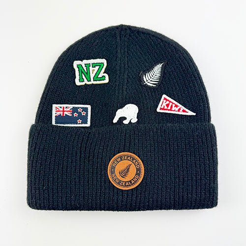 Black NZ Icons Souvenir Beanie Hat - ShopNZ