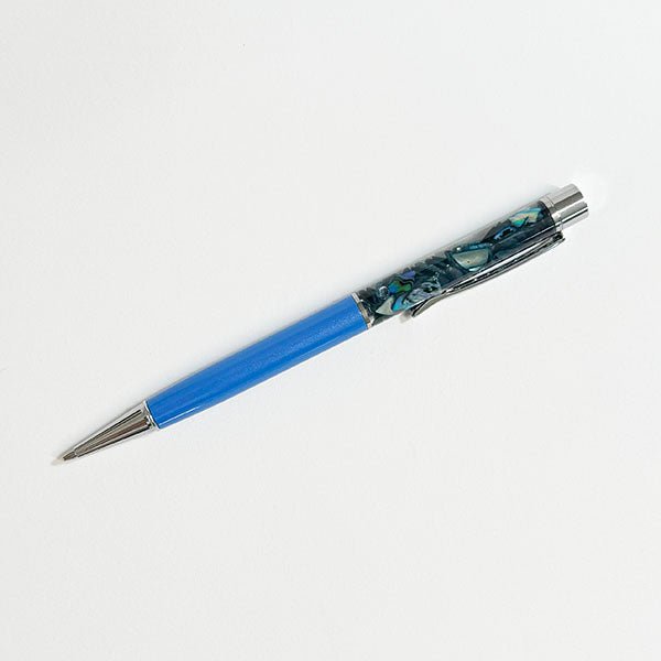 Boxed NZ Ballpoint Pen with Floating Paua Shell Pieces - ShopNZ