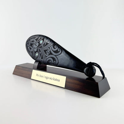 Carved Māori Mahogany Patu (Stand Optional) - ShopNZ