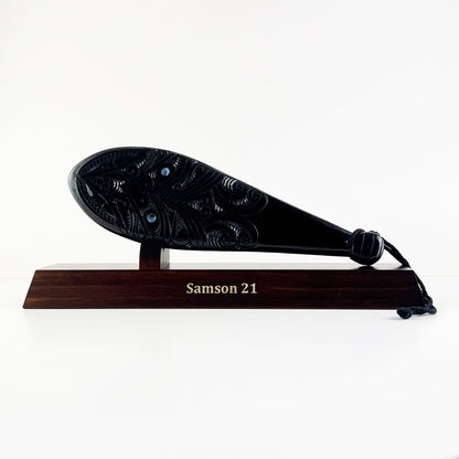 Carved Māori Mahogany Patu (Stand Optional) - ShopNZ