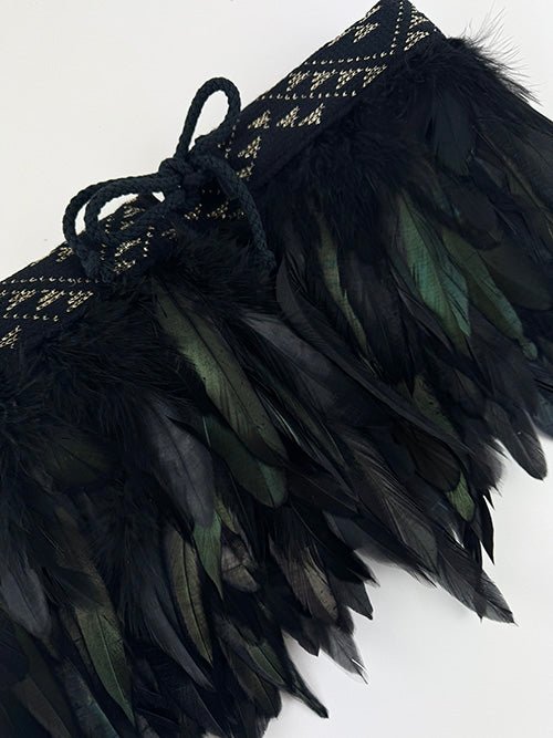 Child Size Short Maori Black Korowai with Gold Trimmed Taniko - ShopNZ