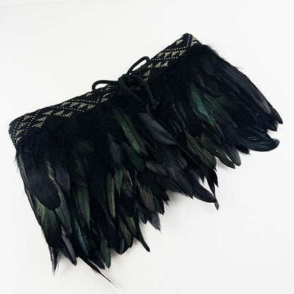 Child Size Short Maori Black Korowai with Gold Trimmed Taniko - ShopNZ