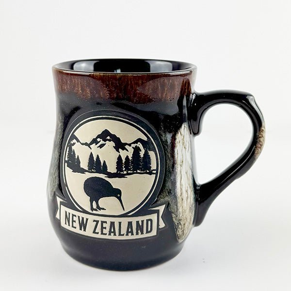 Chocolate Brown Alpine Kiwi Stoneware NZ Mug - ShopNZ