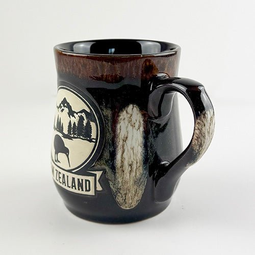 Chocolate Brown Alpine Kiwi Stoneware NZ Mug - ShopNZ