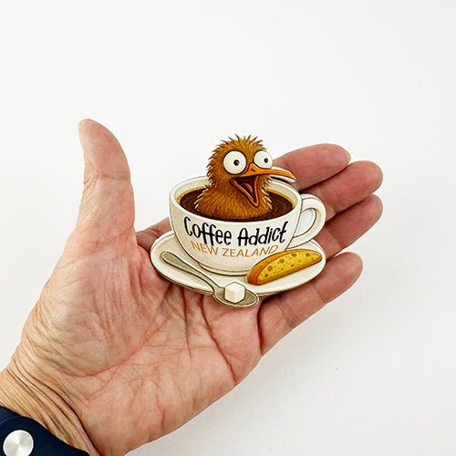 Coffee Addict Kiwi NZ Fridge Magnet - ShopNZ