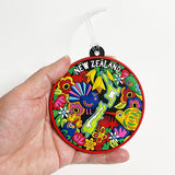 Colourful NZ Birds Flowers Map Luggage Tag - ShopNZ
