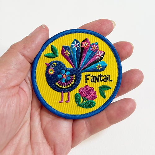 Colourful NZ Fantail Bird Iron On Patch - ShopNZ