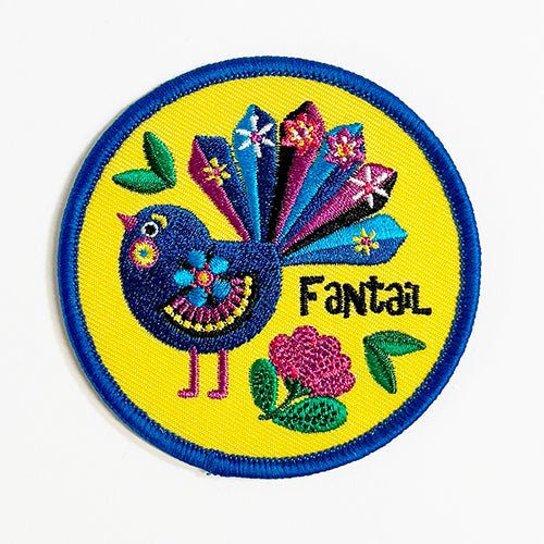 Colourful NZ Fantail Bird Iron On Patch - ShopNZ