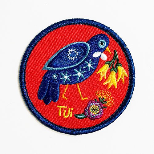 Colourful NZ Tui Bird Iron On Patch - ShopNZ