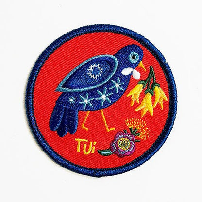 Colourful NZ Tui Bird Iron On Patch - ShopNZ