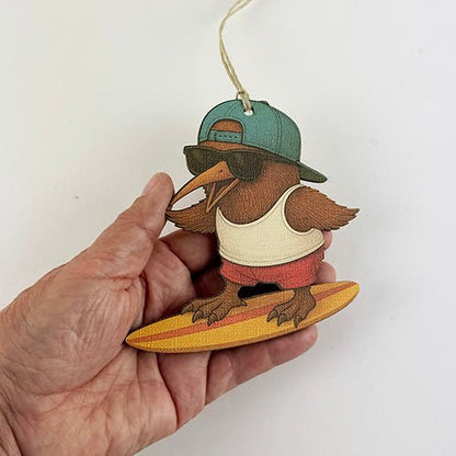 Cool Santa Kiwi Surfer Dude Christmas Ornament - ShopNZ