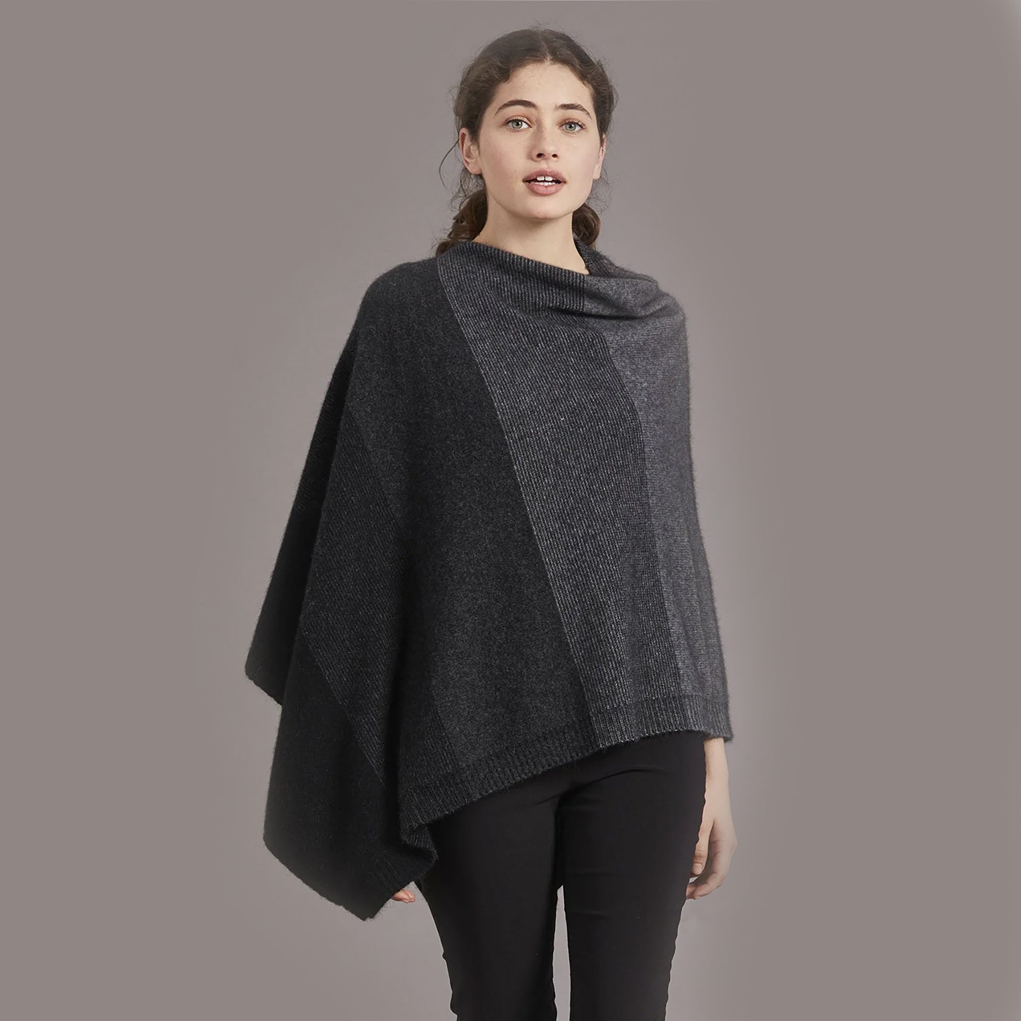 Cosy Colourful Merino Possum Silk Ombre Poncho - ShopNZ