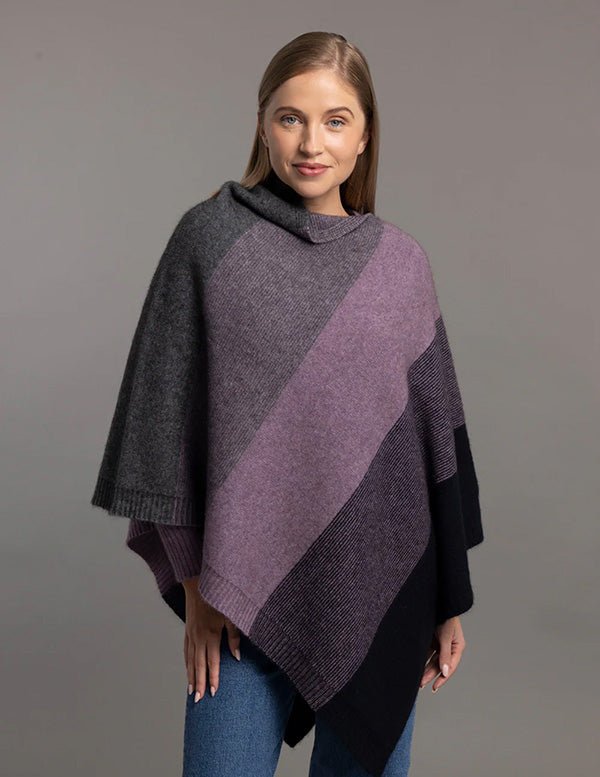 Cosy Colourful Merino Possum Silk Ombre Poncho - ShopNZ