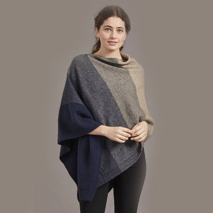 Cosy Colourful Merino Possum Silk Ombre Poncho - ShopNZ