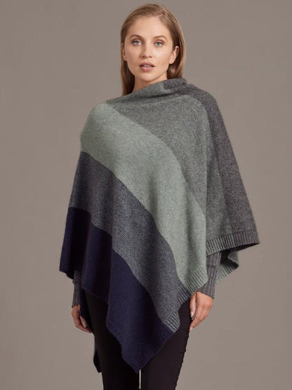 Cosy Colourful Merino Possum Silk Ombre Poncho - ShopNZ