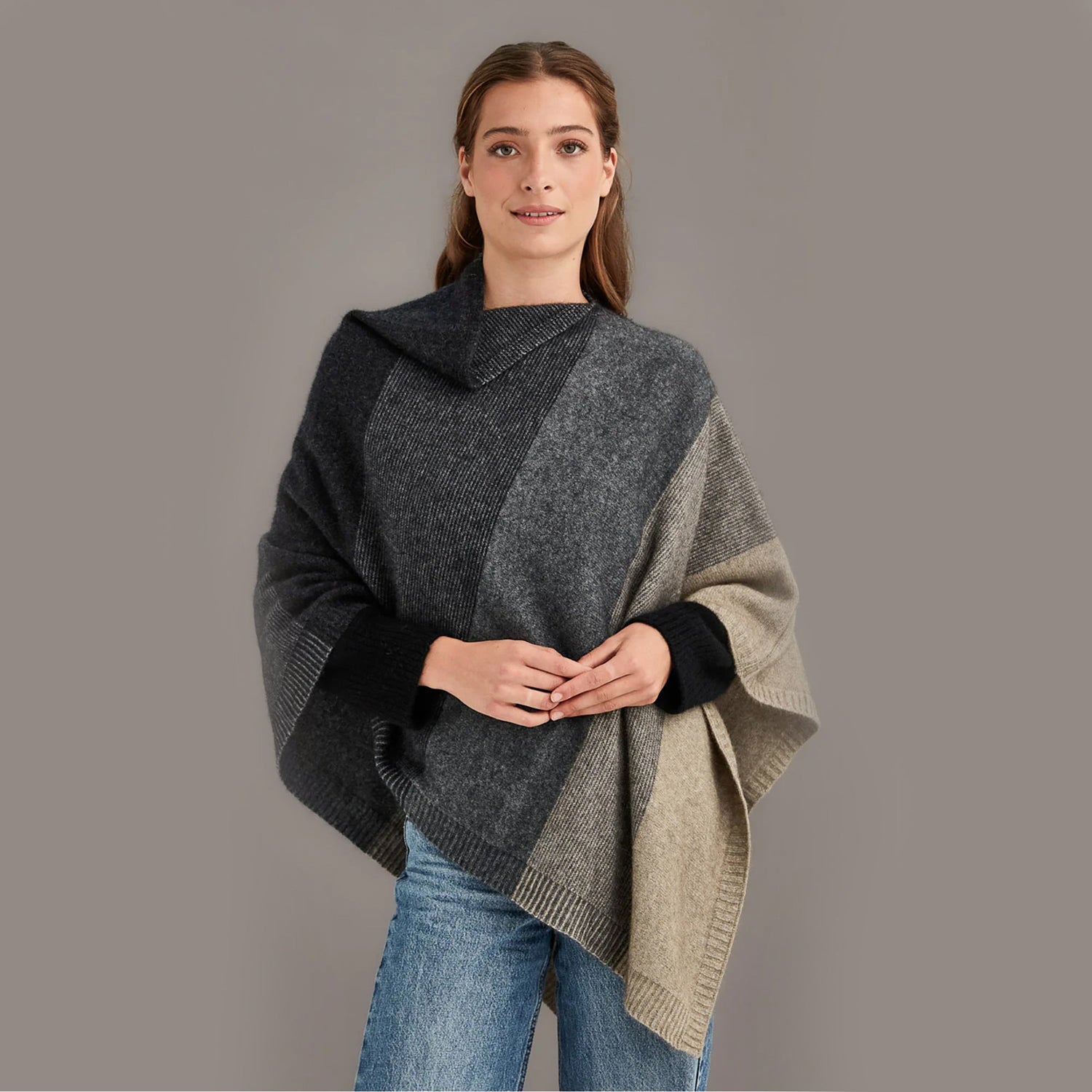 Cosy Colourful Merino Possum Silk Ombre Poncho - ShopNZ