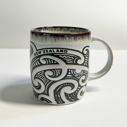 Cream NZ Maori Tattoo Stoneware Mug - ShopNZ