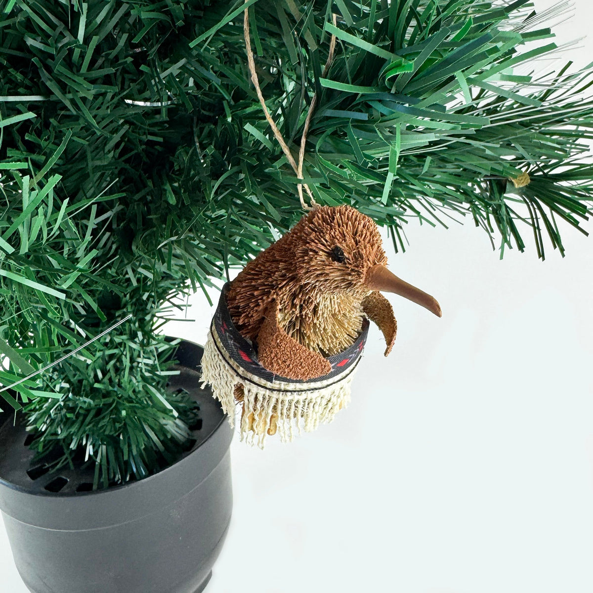 Cute Brush NZ Kiwi Bird Christmas Ornament with Piupiu - ShopNZ