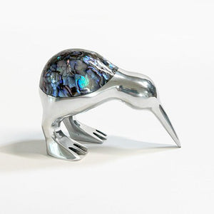 Cute Chrome and Paua Shell Kiwi Bird Ornament - ShopNZ