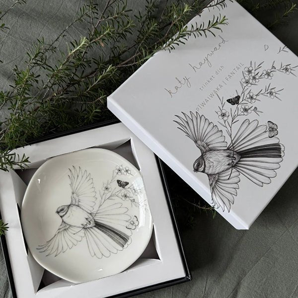 Cute Come Fly With Me Fantail Trinket Dish by Northland Artist Katy Hayward - ShopNZ