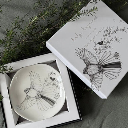 Cute Come Fly With Me Fantail Trinket Dish by Northland Artist Katy Hayward - ShopNZ