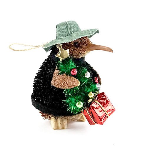 Cute NZ Brush Kiwi Christmas Tree Farmer Ornament - ShopNZ