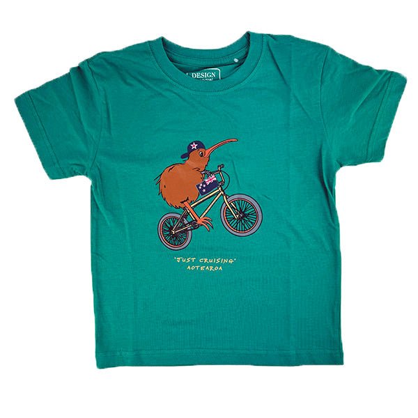 Cute NZ Kiwi Bird on BMX Bike Kids T-shirt - ShopNZ