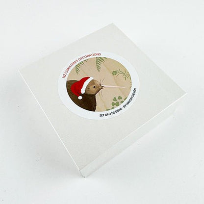 Cute Pack of 4 NZ Birds Xmas Ornaments - Kiwi, Penguin, Owl, Falcon - ShopNZ