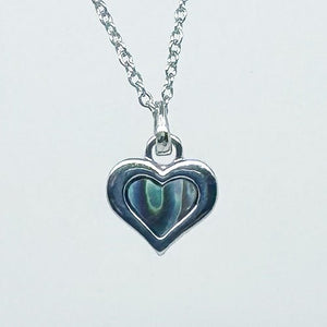 Cute Silver Paua Heart Necklace - ShopNZ