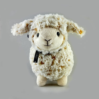 Cute Standing Sheep Soft Toy with Black Ribbon and Curly Fleece - ShopNZ