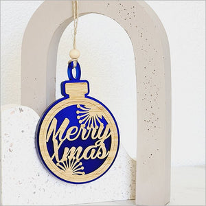 Dark Blue NZ Merry Xmas Pohutukawa Decoration - ShopNZ