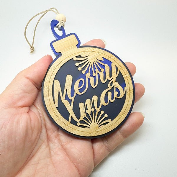 Dark Blue NZ Merry Xmas Pohutukawa Decoration - ShopNZ