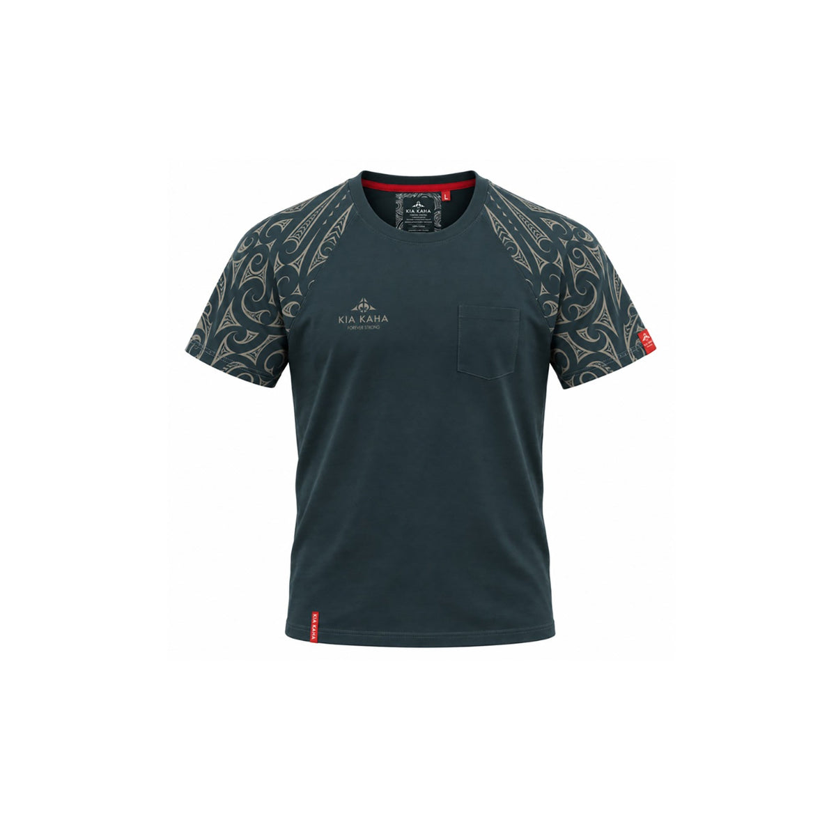 Dark Grey Kia Kaha Mens Māori Tattoo T-shirt - ShopNZ