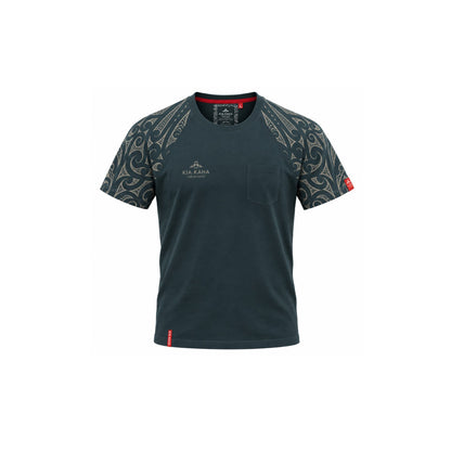 Dark Grey Kia Kaha Mens Māori Tattoo T-shirt - ShopNZ