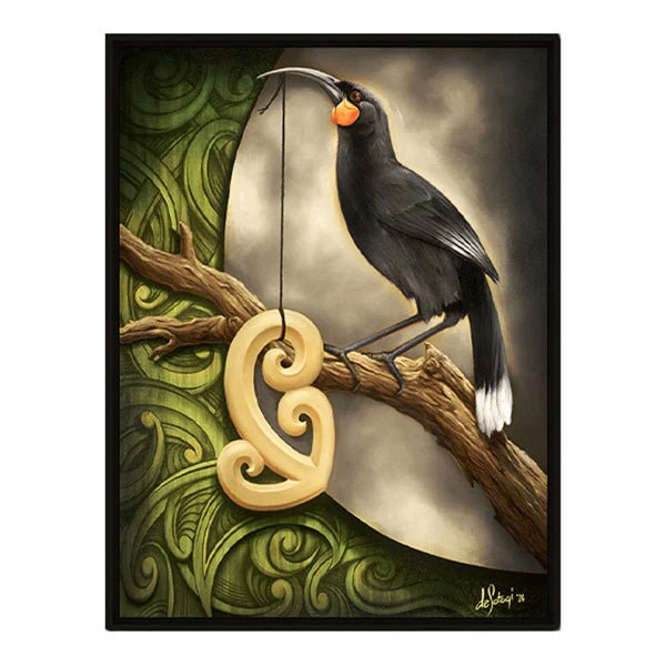 Dave Sotogi Huia Bird Framed Canvas Print - ShopNZ