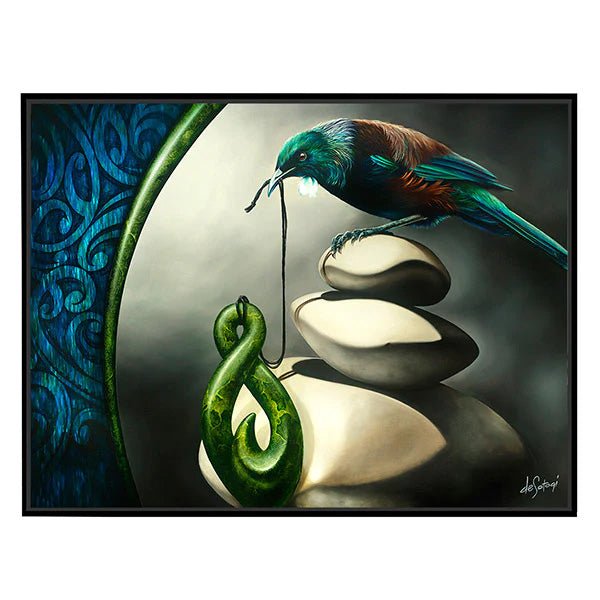 Dave Sotogi Tui Greenstone Twist Necklace Framed Print - ShopNZ