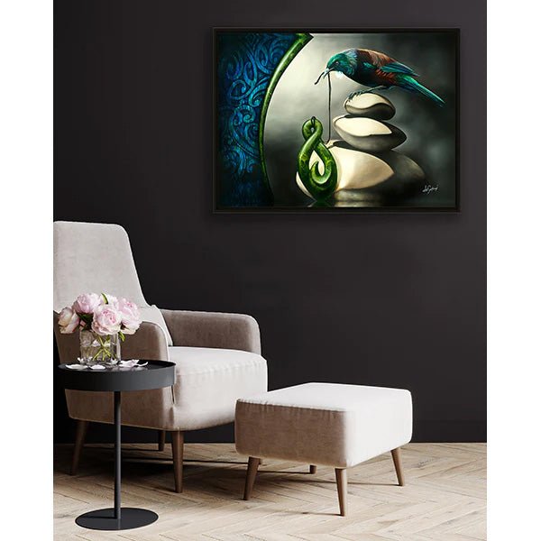 Dave Sotogi Tui Greenstone Twist Necklace Framed Print - ShopNZ