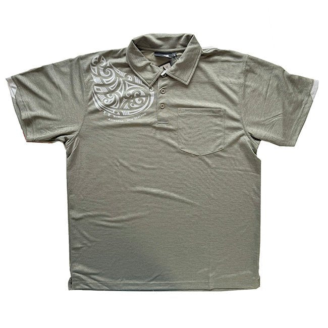Dri - Fit Mens Aotearoa NZ Polo Shirt with Maori Shoulder Tattoo - ShopNZ