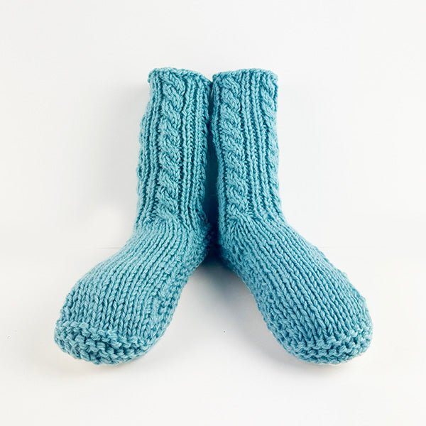 Duck Egg Blue Sheepskin and Merino Slipper Socks - ShopNZ