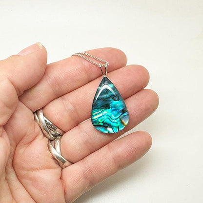 Elegant NZ Paua Shell Teardrop Necklace - ShopNZ