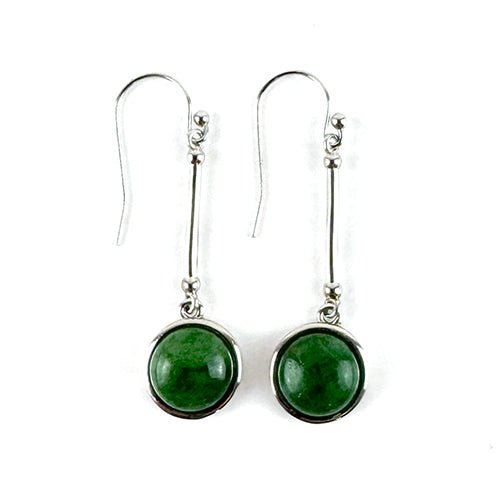 Elegant Sterling Silver Greenstone Drop Earrings - ShopNZ