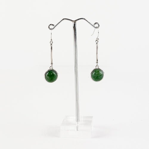 Elegant Sterling Silver Greenstone Drop Earrings - ShopNZ
