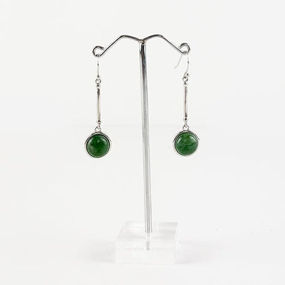 Elegant Sterling Silver Greenstone Drop Earrings - ShopNZ